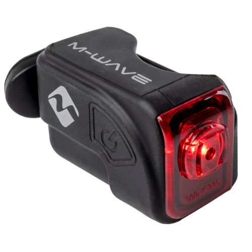 kerékpár lámpa hátsó, piros LED, fekete szilikon külső, tölthető elem USB kábellel, vízálló