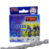 kerékpár lánc 1/2 x 3/32 S8 8 sebesség, 116 tagú. Csap hossz: 7,3 mm. Kompatibilitás: Shimano, Campagnolo és SRAM. Szín: ezüst-s