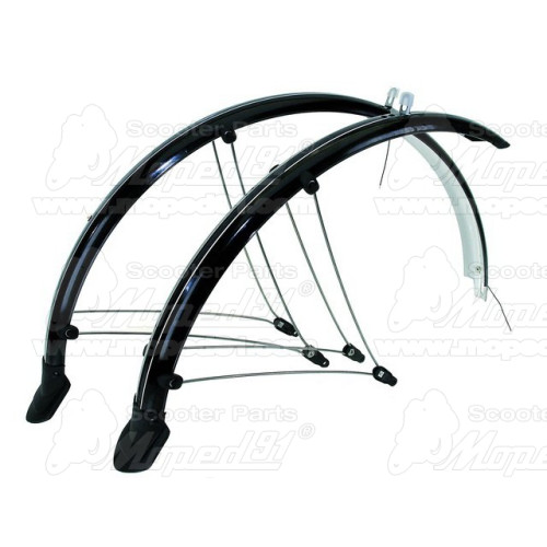 kerékpár sárvédő 28 col, hajlékony műanyag, beépített vezetékek, állítható 2cm, szélesség: 45mm, fekete Német minőség