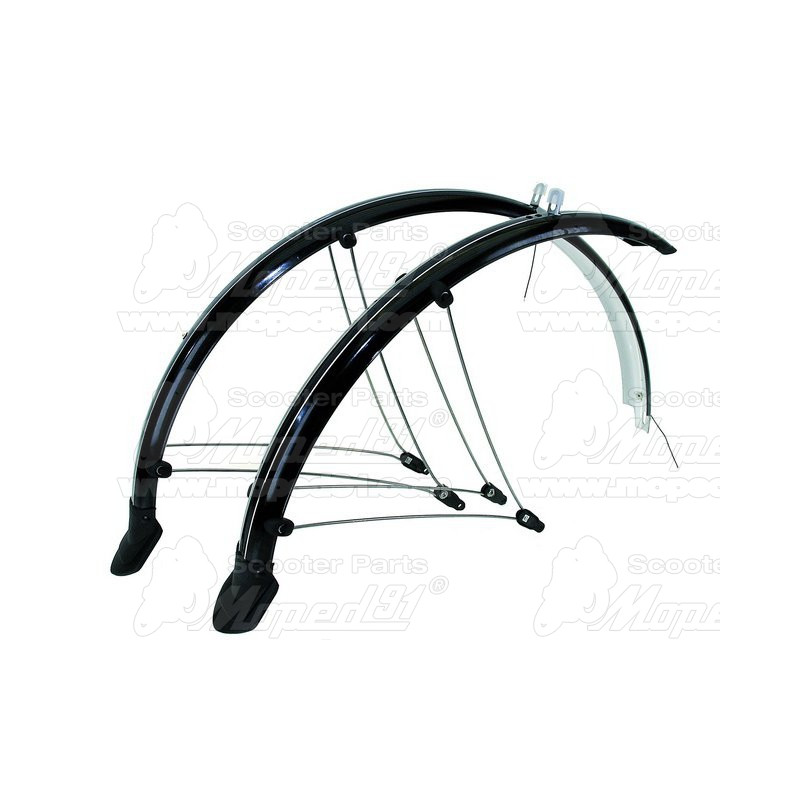 kerékpár sárvédő 28 col, hajlékony műanyag, beépített vezetékek, állítható 2cm, szélesség: 45mm, fekete Német minőség