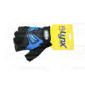 kerékpár kesztyű BRING3 L rövid ujjas fekete/kék neoprén, sztreccs és hálós kézfej, zselés-szintetikus bőr tenyér LYNX