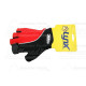 kerékpár kesztyű BRING1 M rövid ujjas piros/fekete szintetikus bőr tenyér,sztreccs és hálós kézfej, zselés tenyérkitöltés LYNX