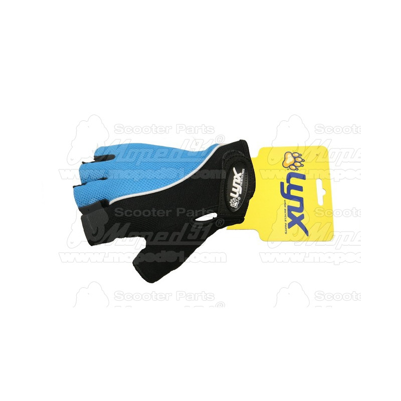 kerékpár kesztyű BRING1 XS rövid ujjas kék/fekete szintetikus bőr tenyér,sztreccs és hálós kézfej, zselés tenyérkitöltés LYNX