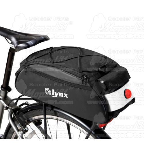 kerékpár táska csomagtartóra, világítással 410x180x180 mm, anyaga: 600D poliészter hálós szorító anyag, tépőzárasvízálló cipzár