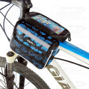 kerékpár táska mobiltelefon tartóval, oldalanként: 16x6x12 cm, mobiltartó rész 5,5 ", felső cső vázra mobiltelefon tartó táska, 