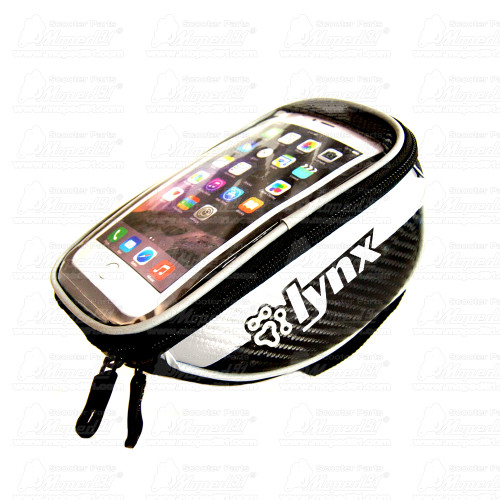 kerékpár mobiltelefon táska,, 18x10x8 cm, anyaga: PVC, PU, jellemzők: érintőpanel, tépőzárral rögzíthető, mobiltelefon mérete: m